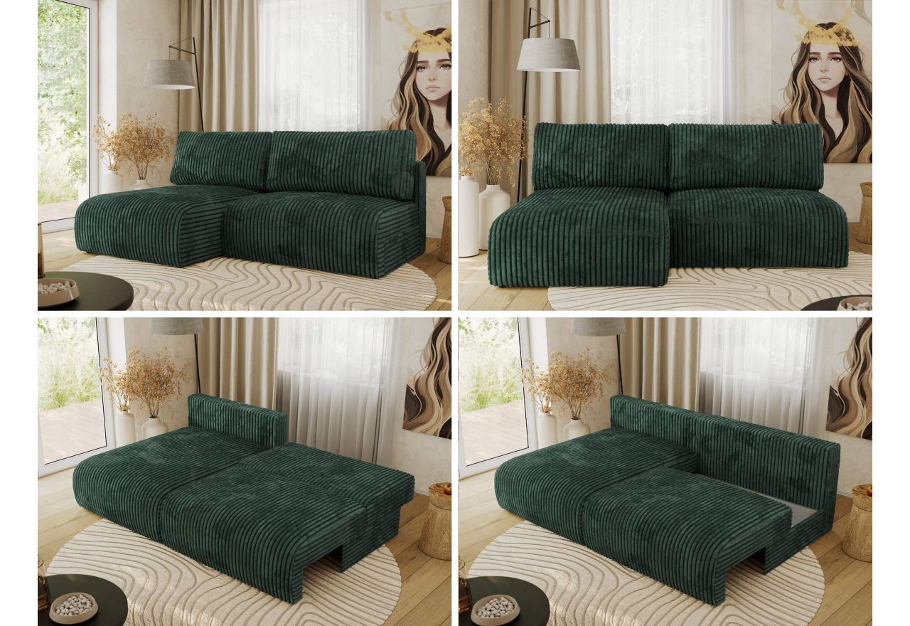 Narożnik VIVO L - strona lewa - zielony, sztruks