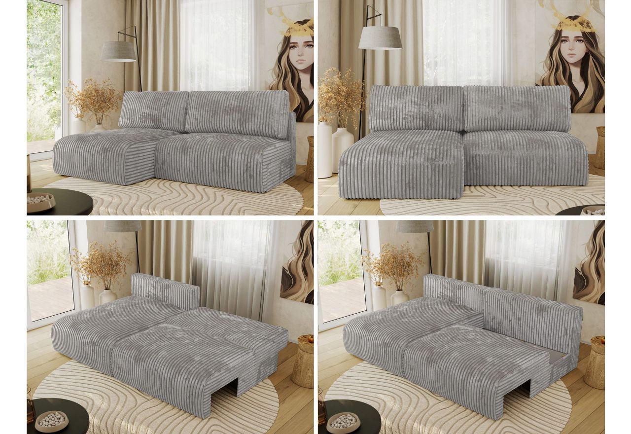 Narożnik VIVO L - strona lewa - szary, sztruks