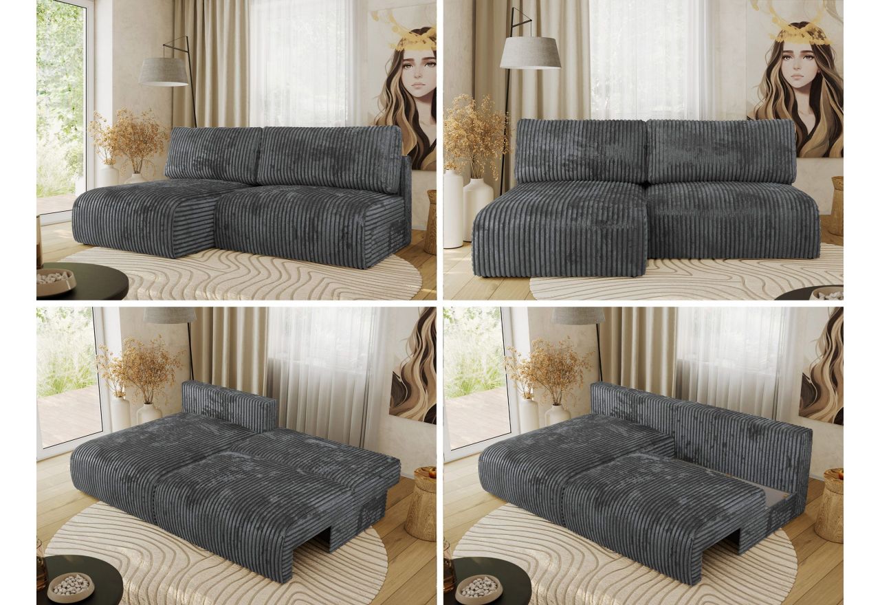 Narożnik VIVO L - strona lewa - ciemnoszary, sztruks