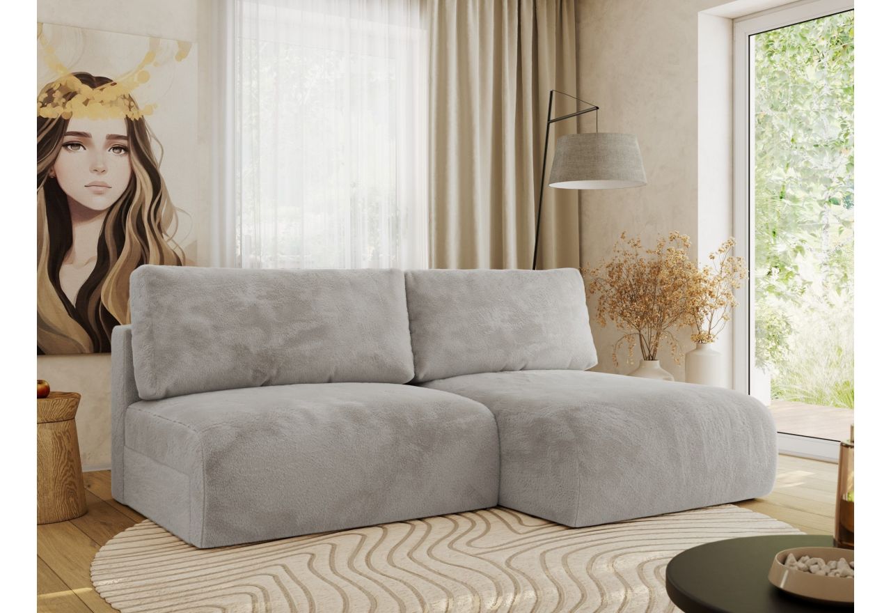 Narożnik VIVO L - strona prawa - jasnoszary, plusz