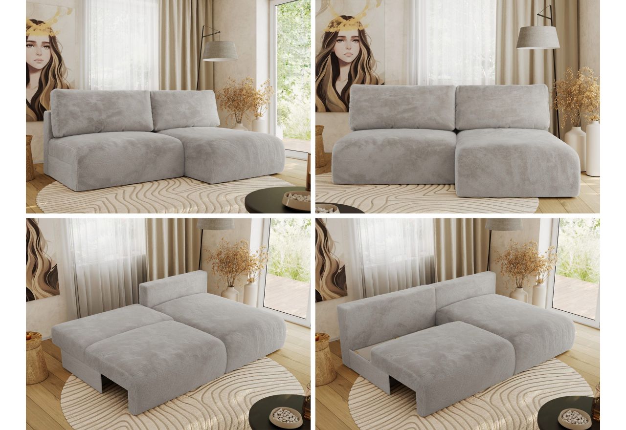 Narożnik VIVO L - strona prawa - jasnoszary, plusz