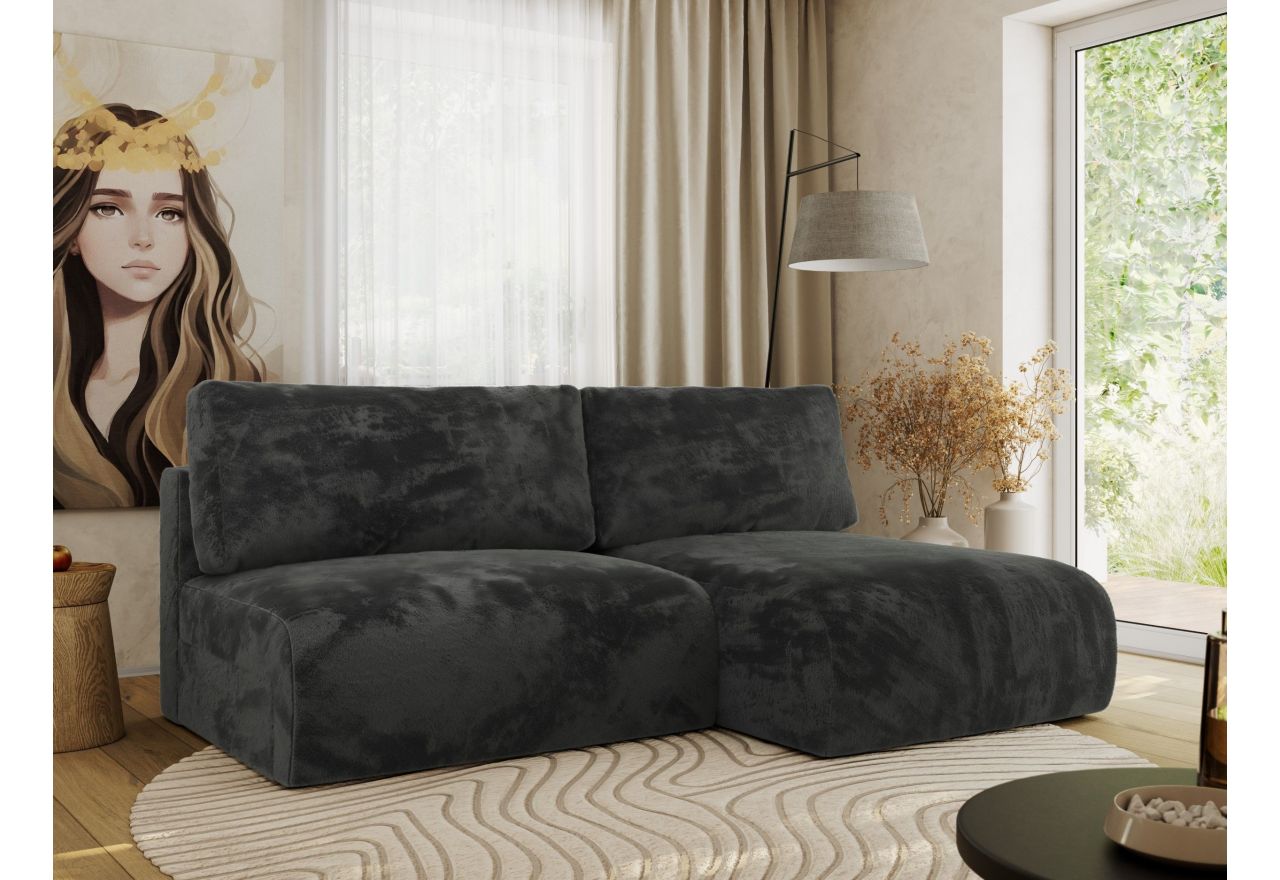 Narożnik VIVO L - strona prawa - ciemnoszary, plusz