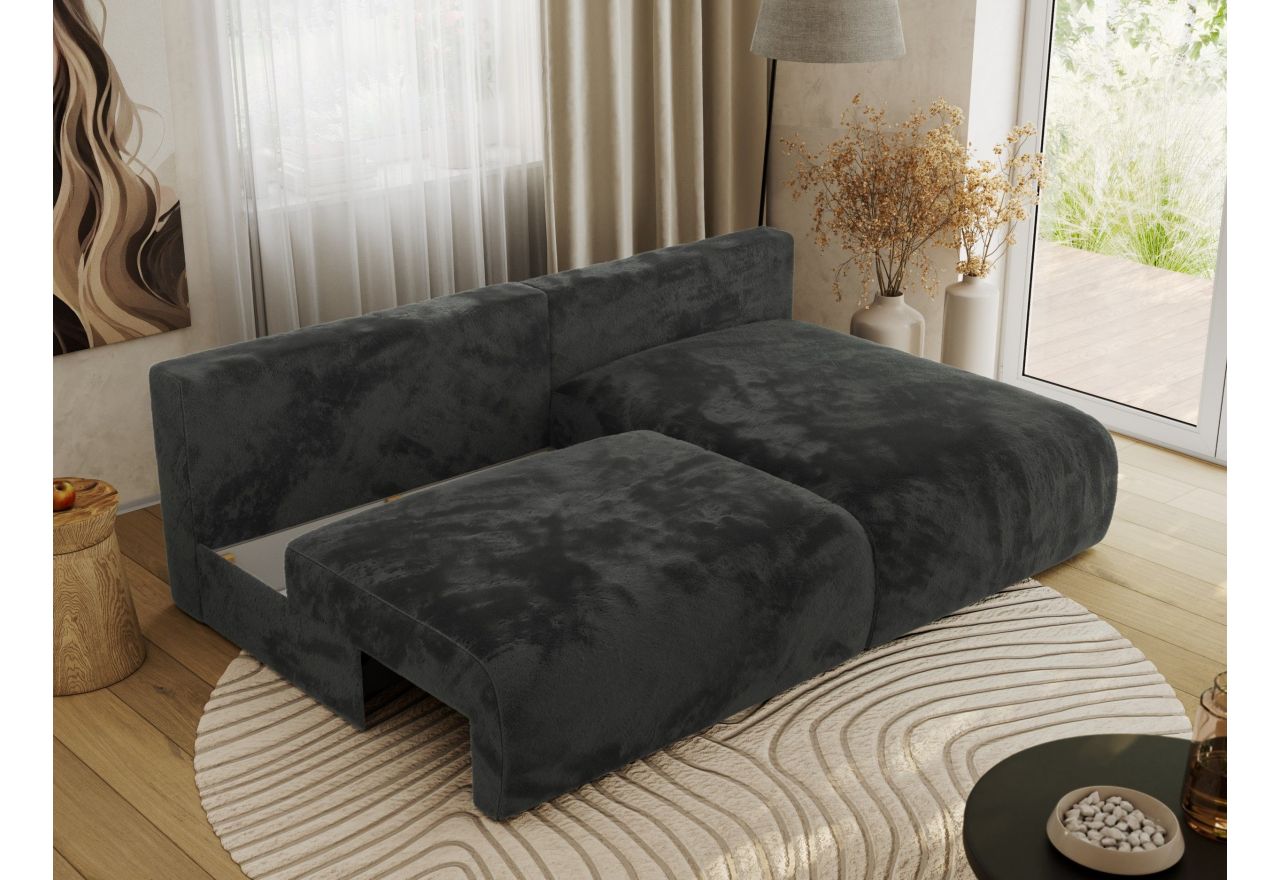 Narożnik VIVO L - strona prawa - ciemnoszary, plusz