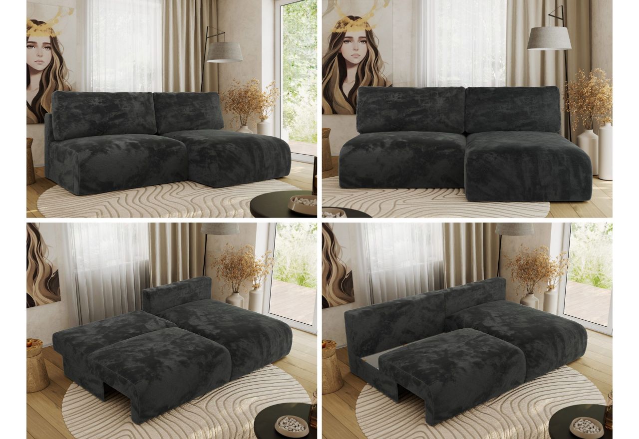 Narożnik VIVO L - strona prawa - ciemnoszary, plusz