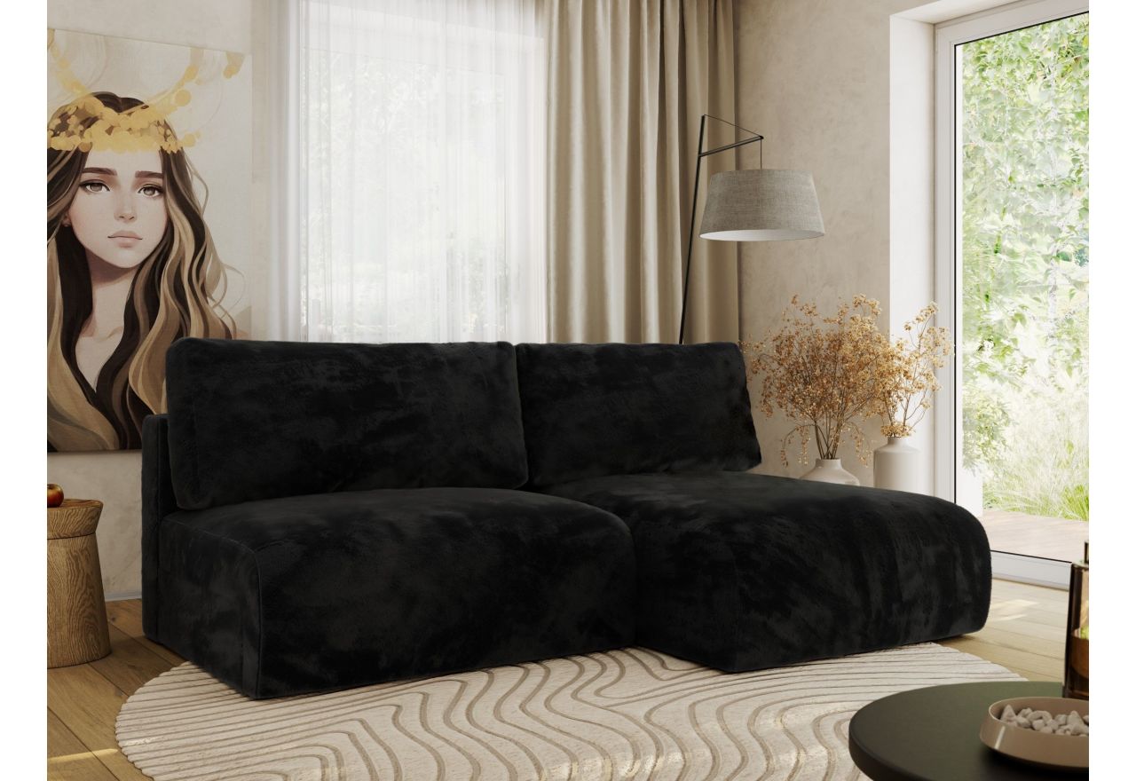 Narożnik VIVO L - strona prawa - czarny, plusz