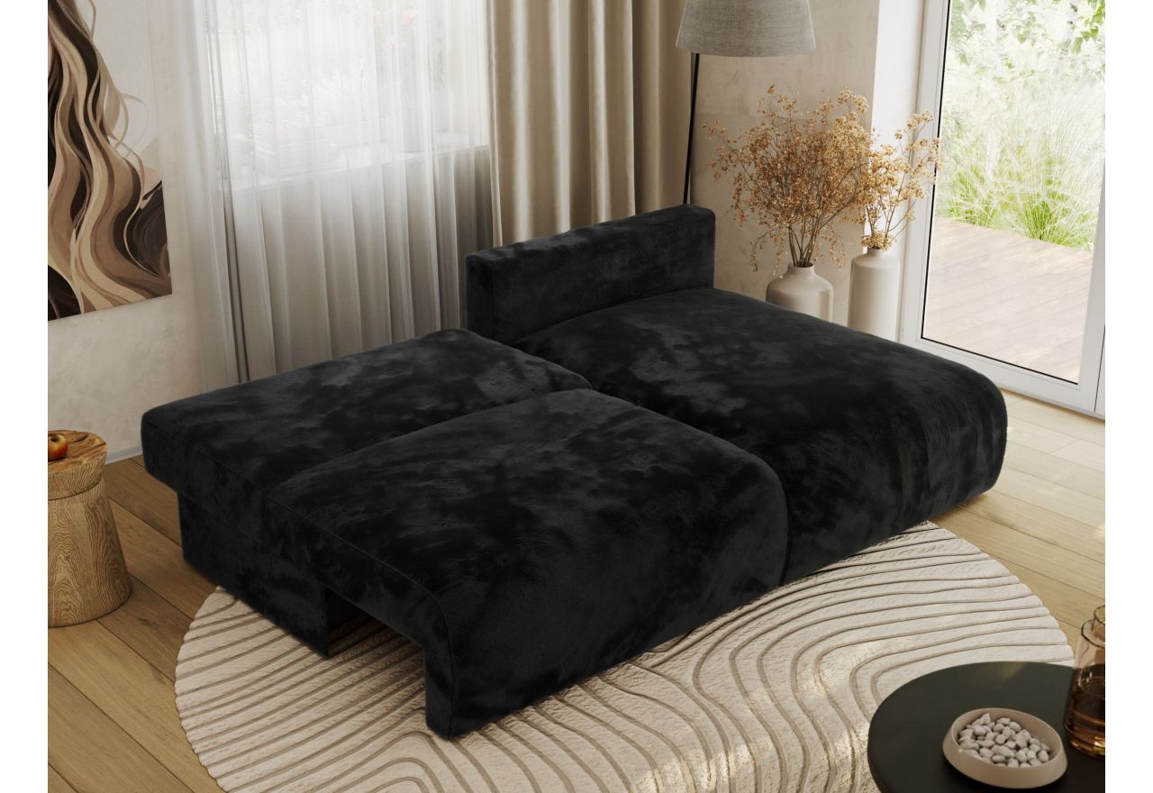 Narożnik VIVO L - strona prawa - czarny, plusz