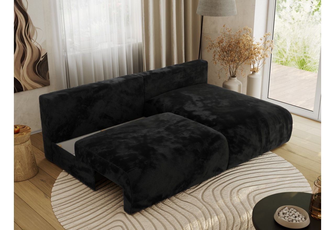 Narożnik VIVO L - strona prawa - czarny, plusz