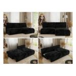 Narożnik VIVO L - strona prawa - czarny, plusz