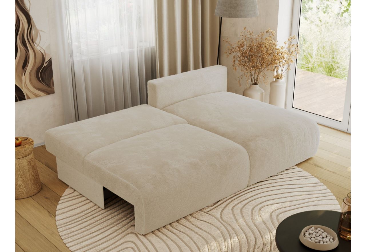 Narożnik VIVO L - strona prawa - kremowy, plusz