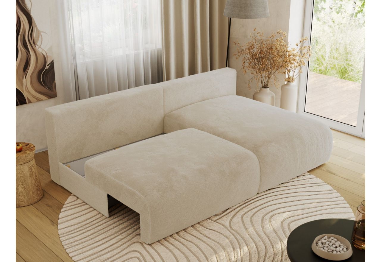 Narożnik VIVO L - strona prawa - kremowy, plusz