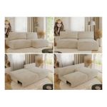 Narożnik VIVO L - strona prawa - kremowy, plusz