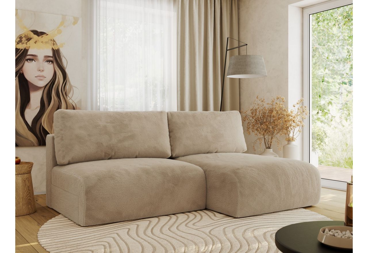 Narożnik VIVO L - strona prawa - beżowy, plusz