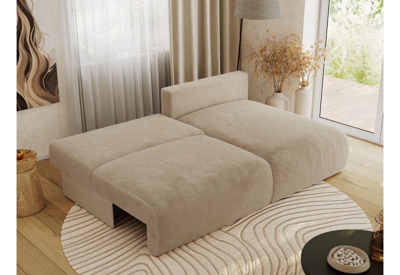 Narożnik VIVO L - strona prawa - beżowy, plusz