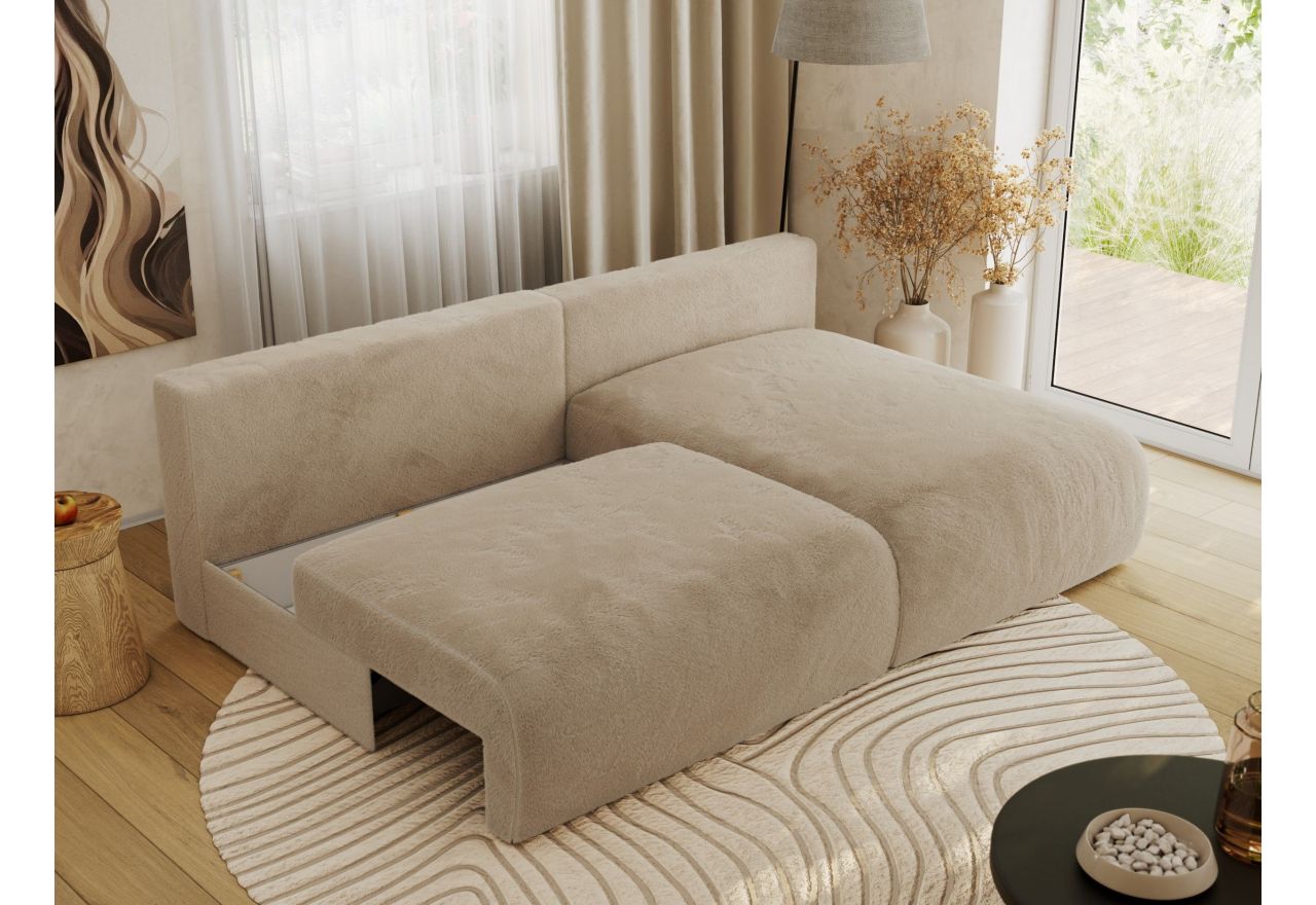 Narożnik VIVO L - strona prawa - beżowy, plusz