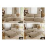 Narożnik VIVO L - strona prawa - beżowy, plusz