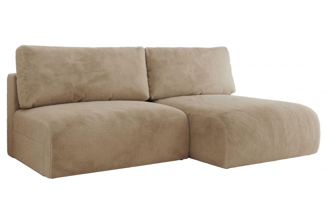 Narożnik VIVO L - strona prawa - beżowy, plusz