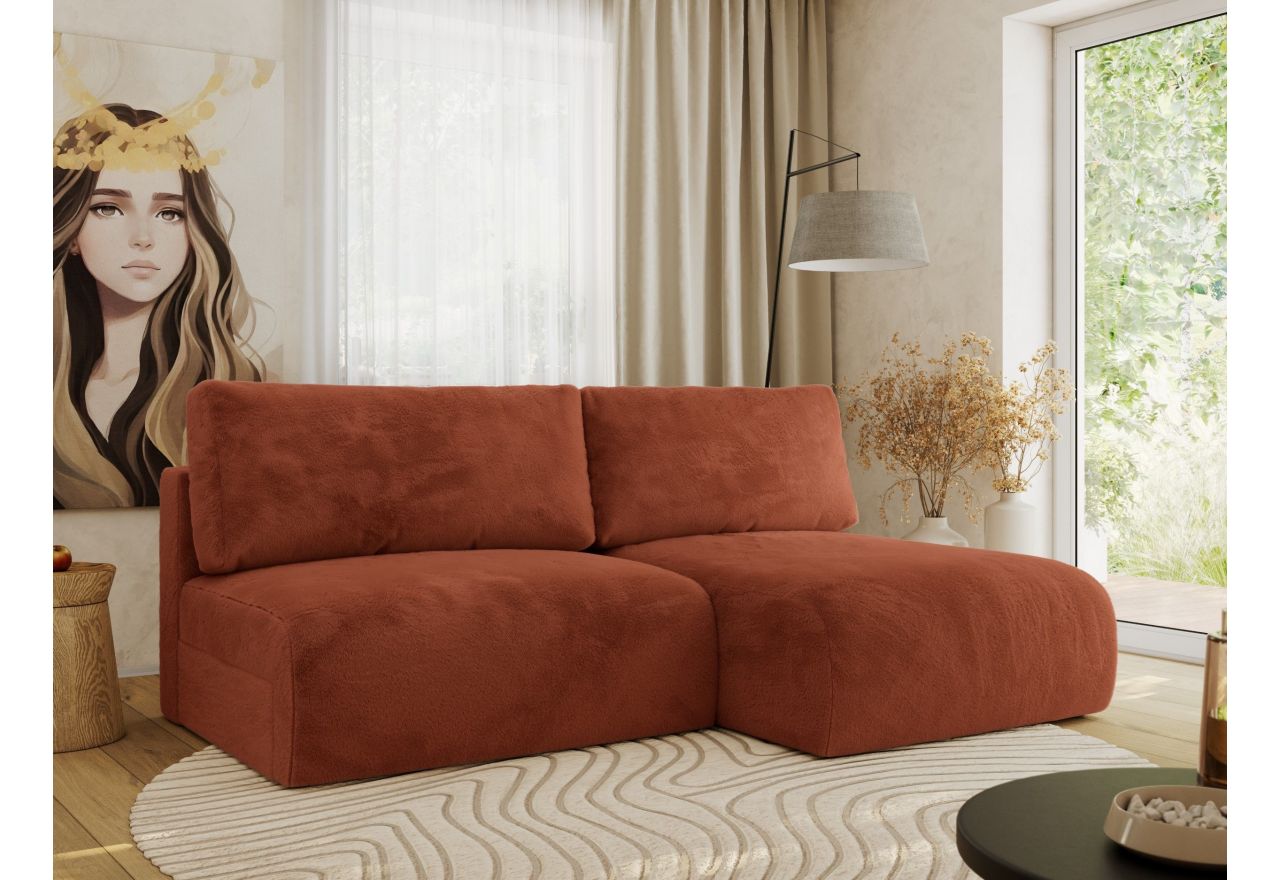 Narożnik VIVO L - strona prawa - pomarańczowy, plusz