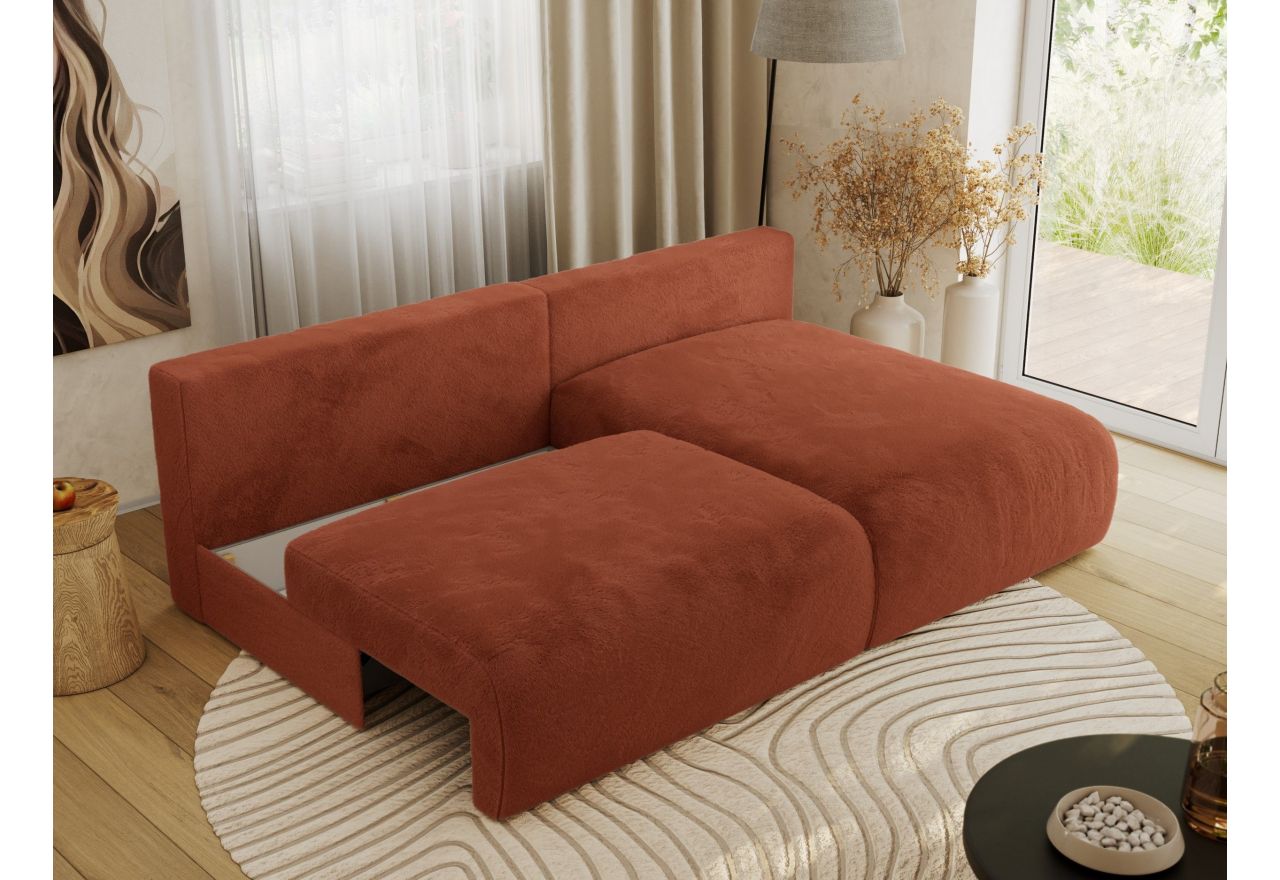 Narożnik VIVO L - strona prawa - pomarańczowy, plusz