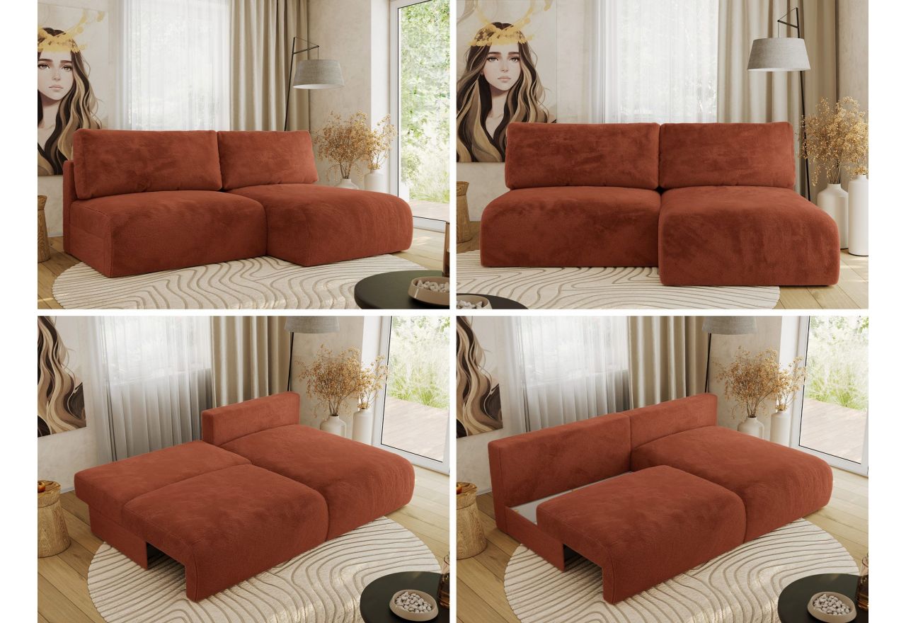 Narożnik VIVO L - strona prawa - pomarańczowy, plusz