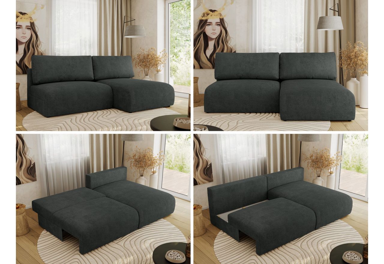 Narożnik VIVO L - strona prawa - ciemnoszary, struktura