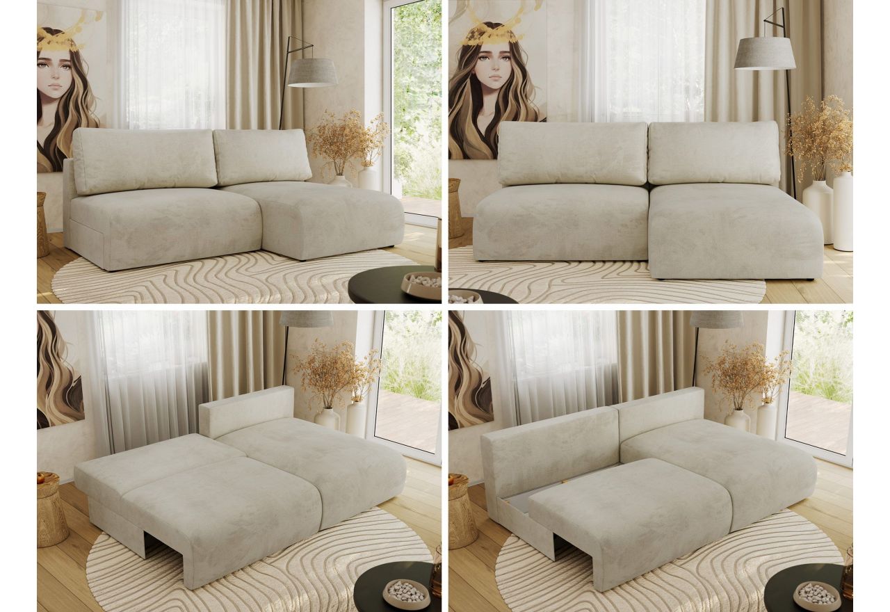 Narożnik VIVO L - strona prawa - beżowy, welvet