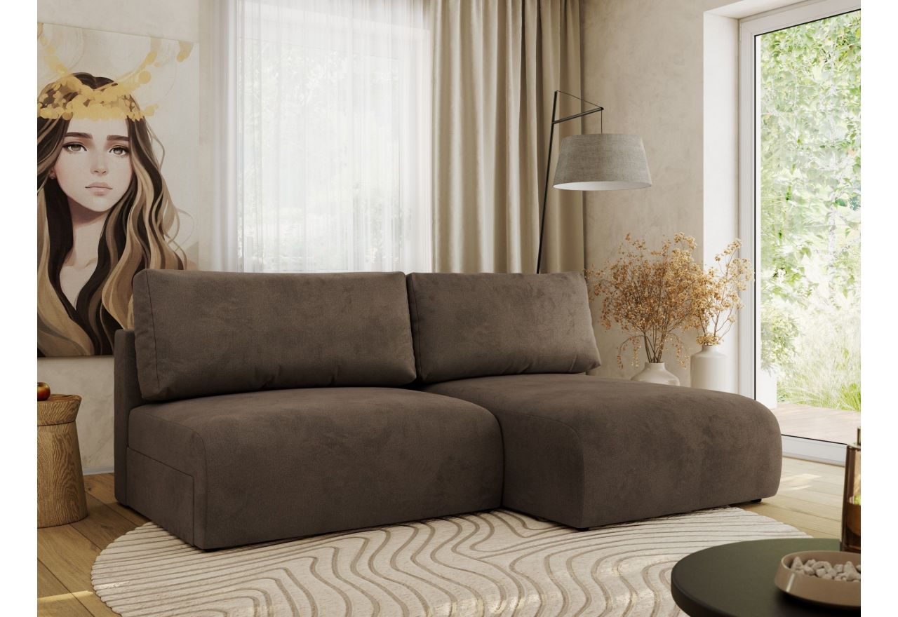 Narożnik VIVO L - strona prawa - brązowy, welvet