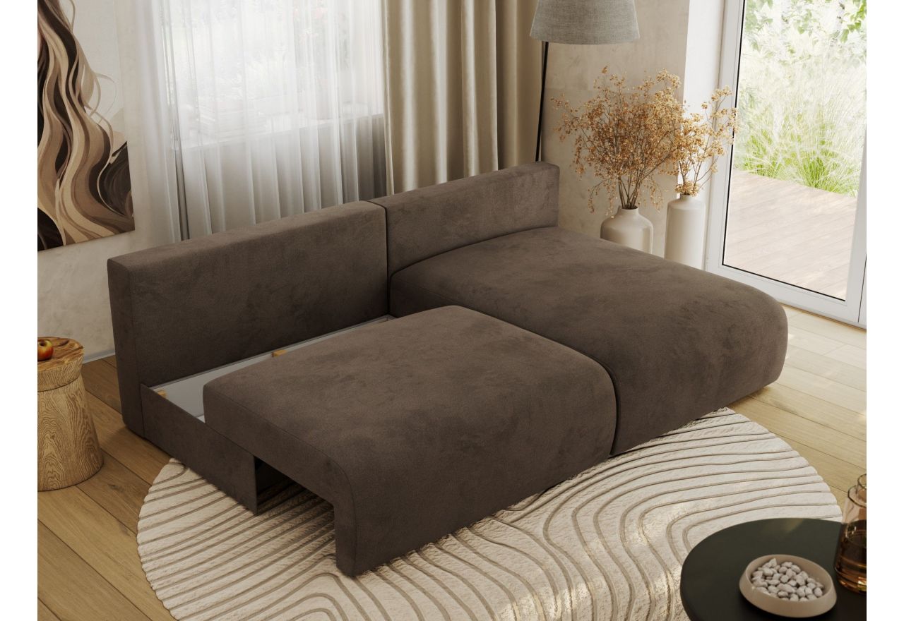 Narożnik VIVO L - strona prawa - brązowy, welvet