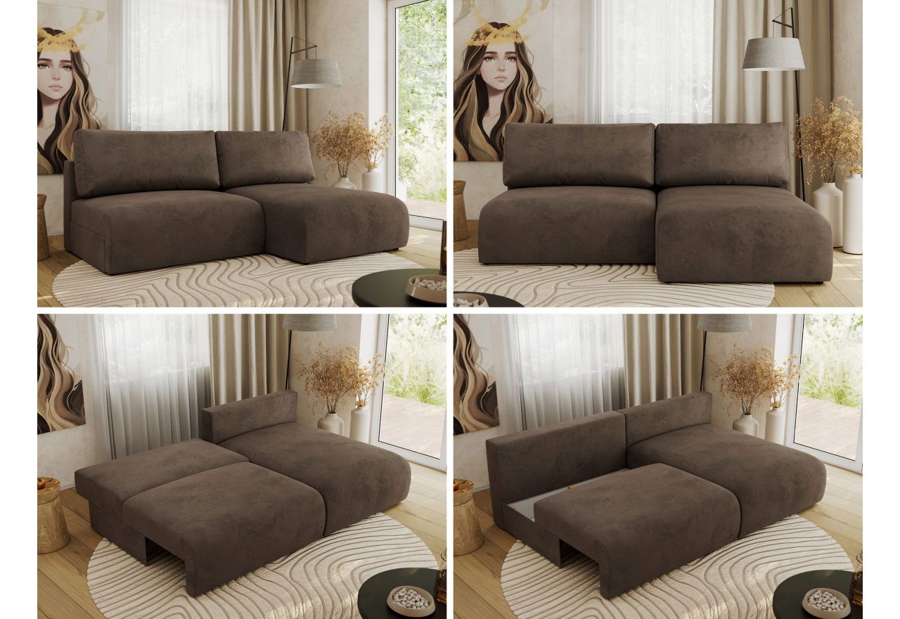 Narożnik VIVO L - strona prawa - brązowy, welvet