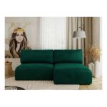 Narożnik VIVO L - strona prawa - ciemnozielony, welvet