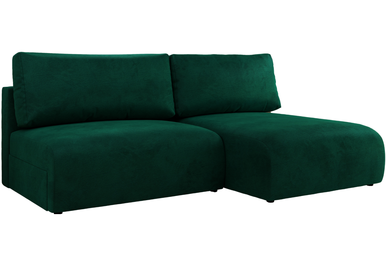 Narożnik VIVO L - strona prawa - ciemnozielony, welvet