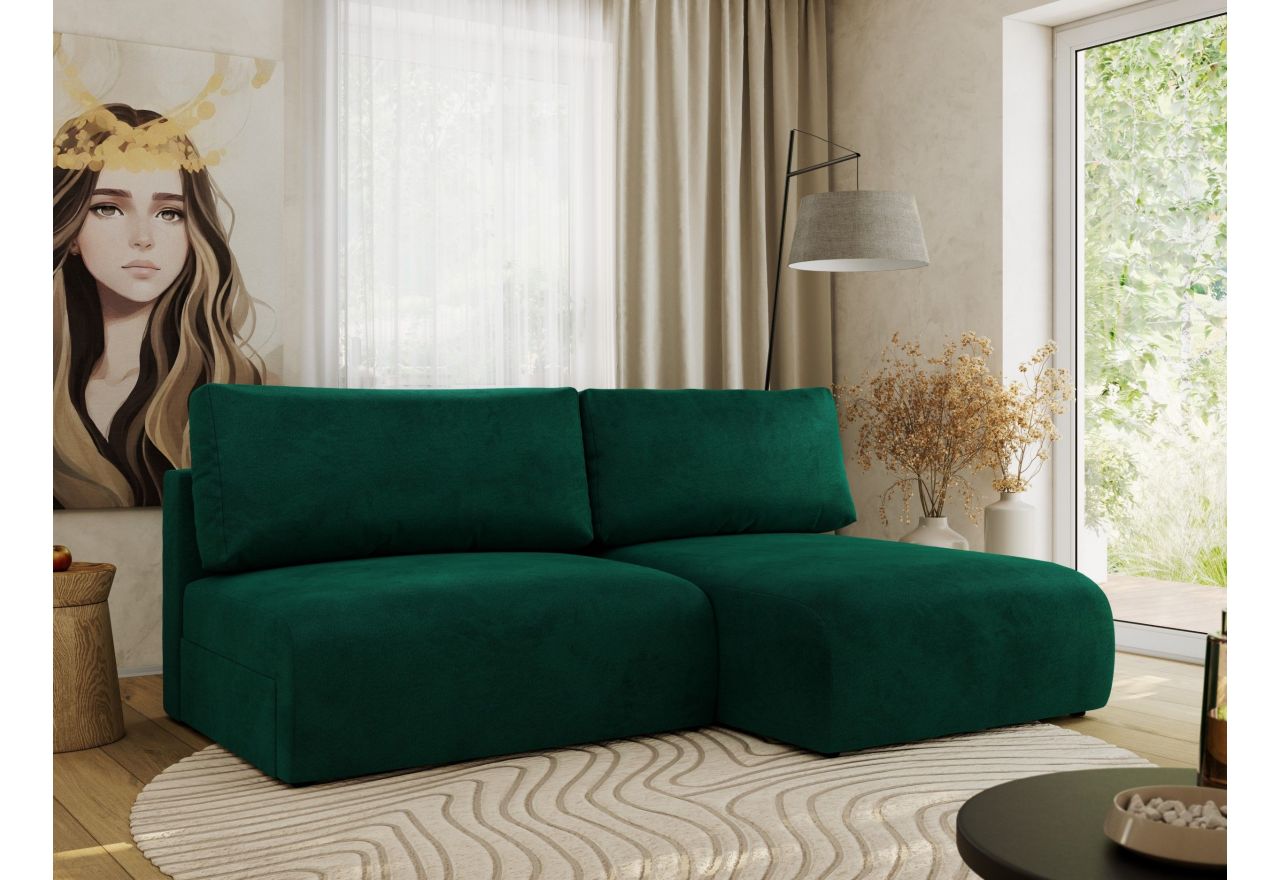 Narożnik VIVO L - strona prawa - ciemnozielony, welvet