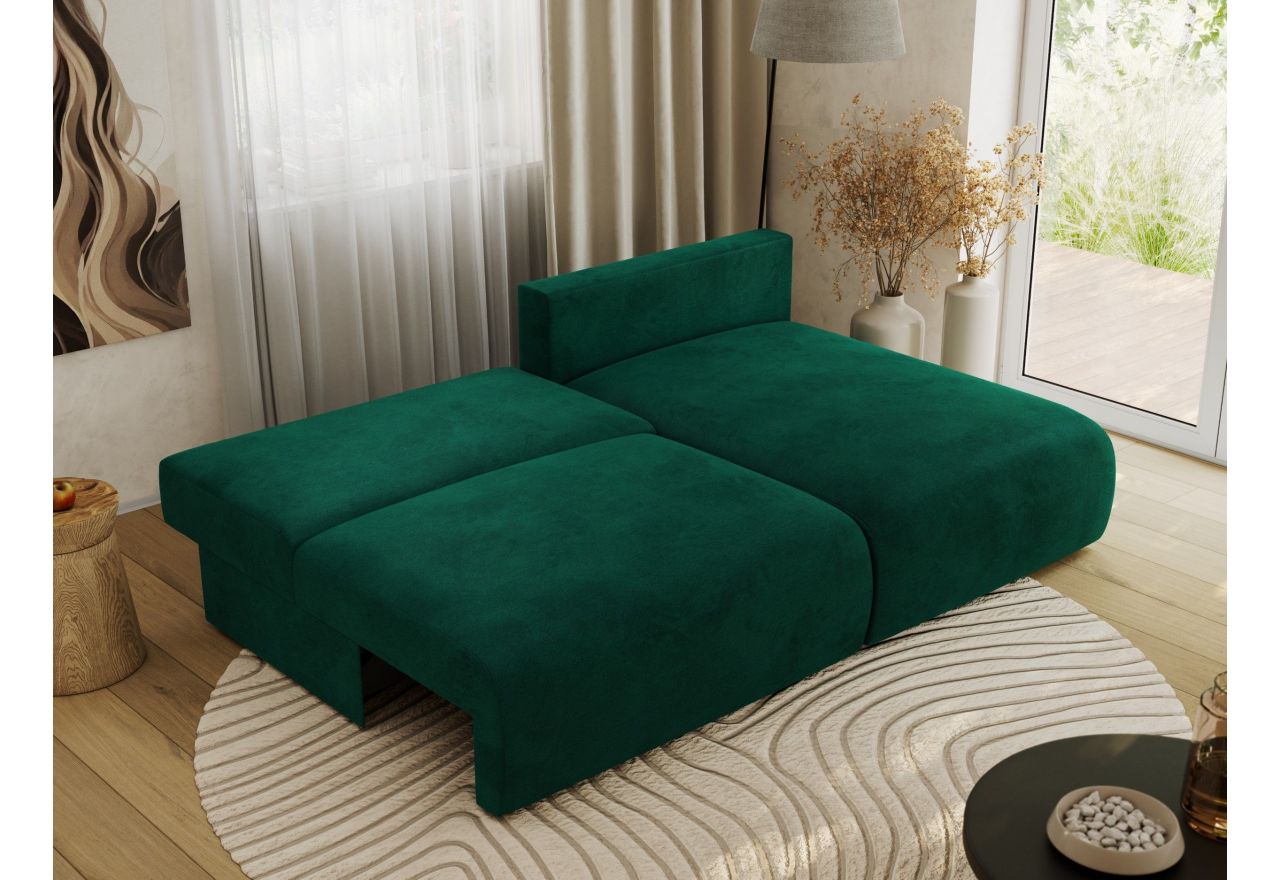 Narożnik VIVO L - strona prawa - ciemnozielony, welvet