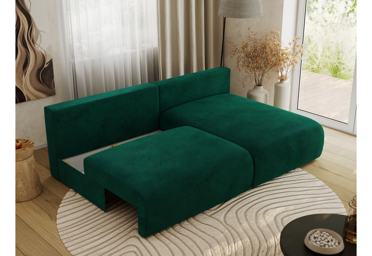 Narożnik VIVO L - strona prawa - ciemnozielony, welvet