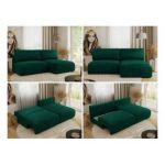 Narożnik VIVO L - strona prawa - ciemnozielony, welvet