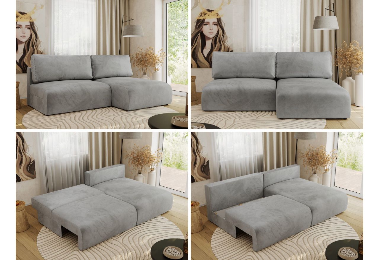 Narożnik VIVO L - strona prawa - jasnoszary, welvet