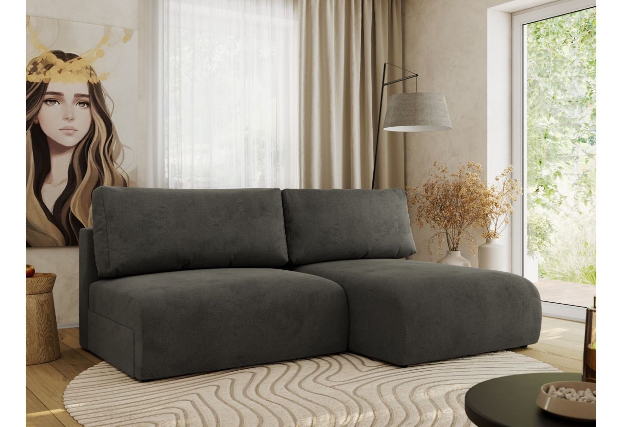 Narożnik VIVO L - strona prawa - ciemnoszary, welvet