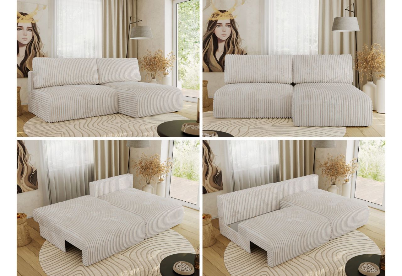 Narożnik VIVO L - strona prawa - kremowy, sztruks