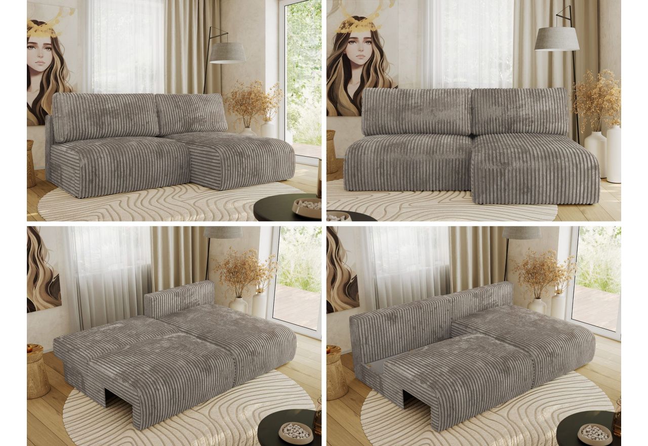 Narożnik VIVO L - strona prawa - jasnobrązowy, sztruks