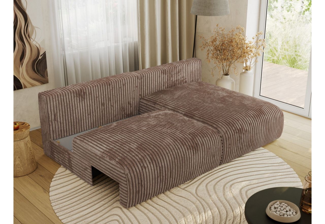 Narożnik VIVO L - strona prawa - brązowy, sztruks