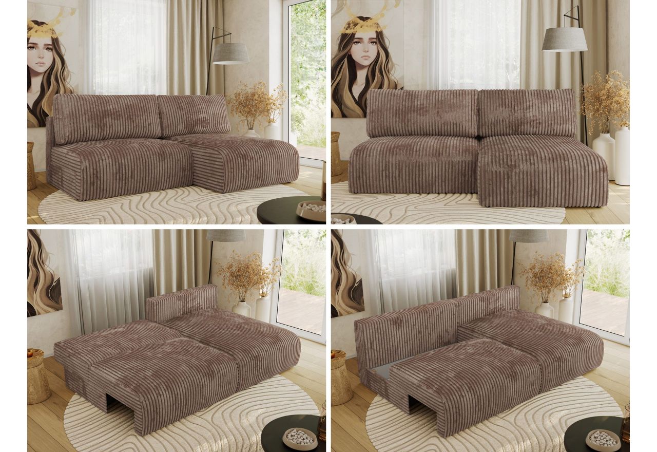 Narożnik VIVO L - strona prawa - brązowy, sztruks