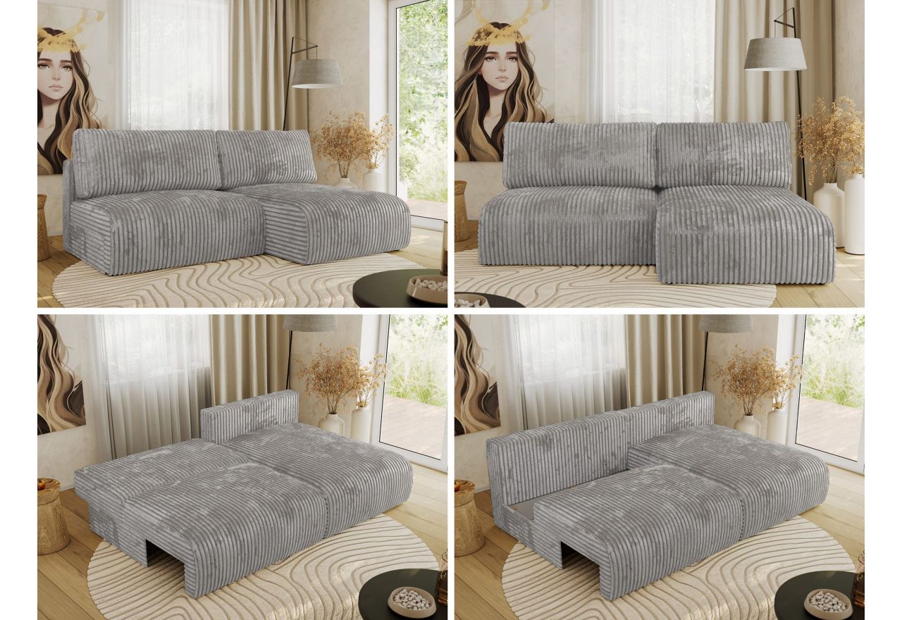 Narożnik VIVO L - strona prawa - szary, sztruks