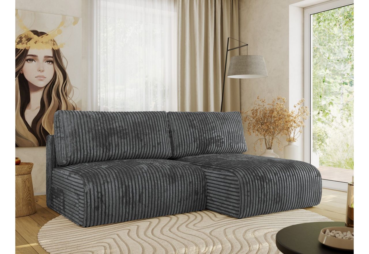 Narożnik VIVO L - strona prawa - ciemnoszary, sztruks