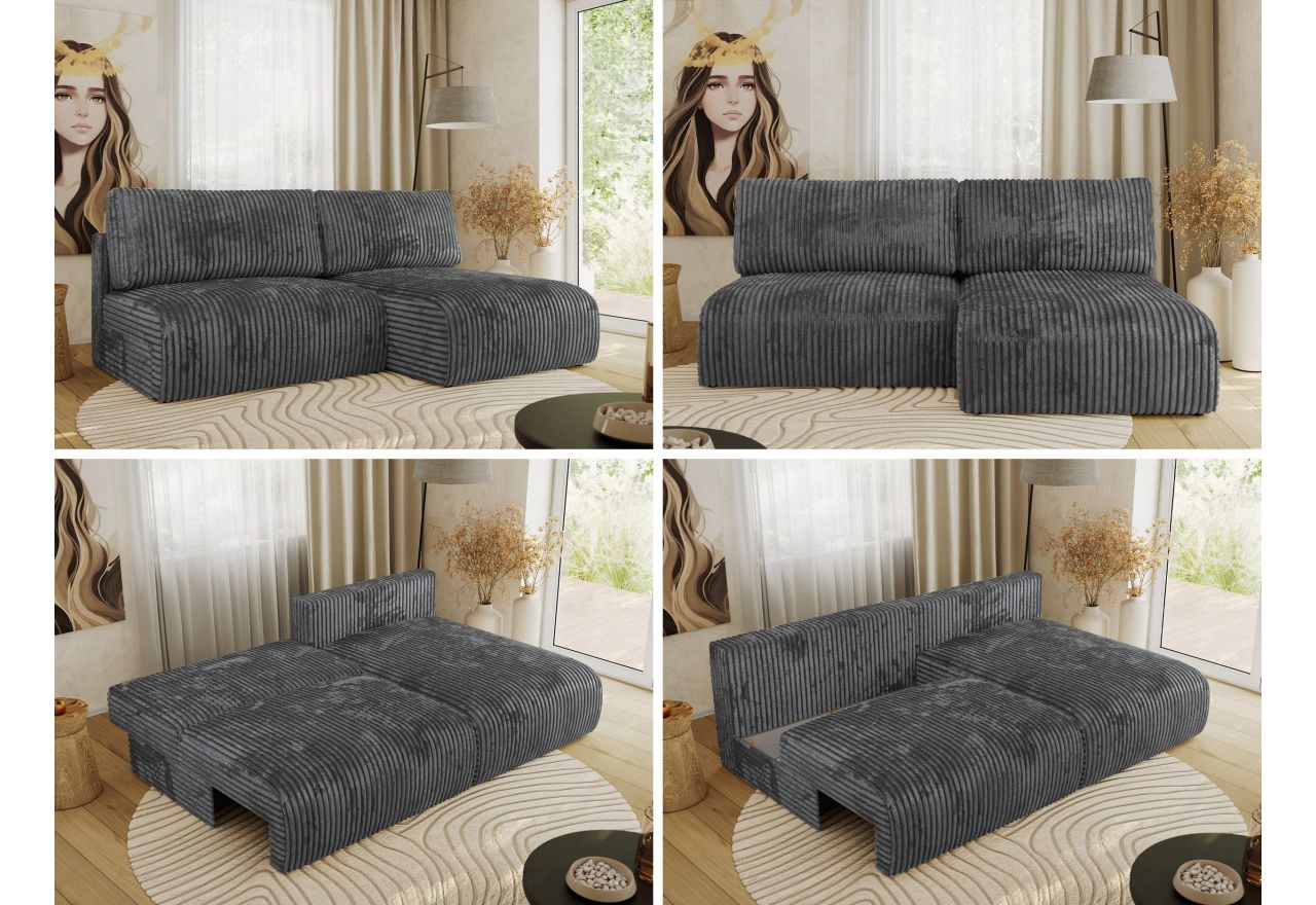 Narożnik VIVO L - strona prawa - ciemnoszary, sztruks