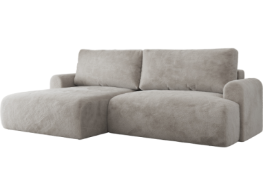 Narożnik TONO L - strona lewa - jasnoszary, plusz