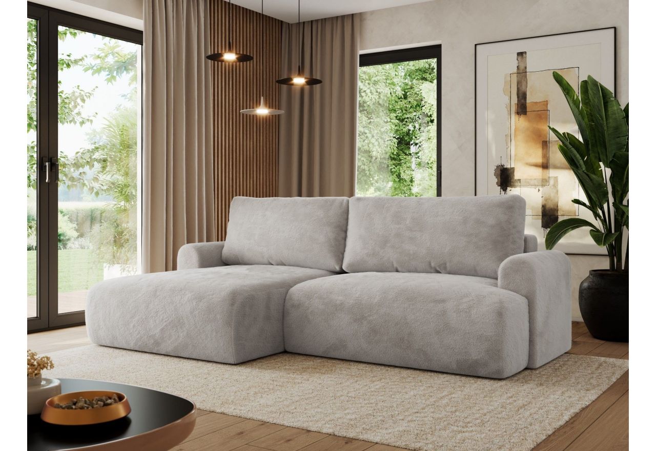 Narożnik TONO L - strona lewa - jasnoszary, plusz