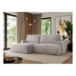 Narożnik TONO L - strona lewa - jasnoszary, plusz