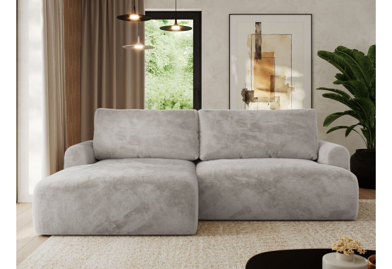 Narożnik TONO L - strona lewa - jasnoszary, plusz