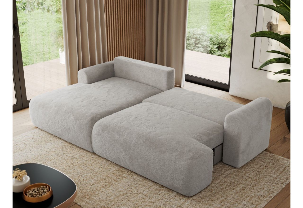 Narożnik TONO L - strona lewa - jasnoszary, plusz