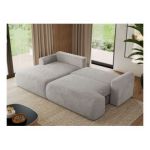 Narożnik TONO L - strona lewa - jasnoszary, plusz