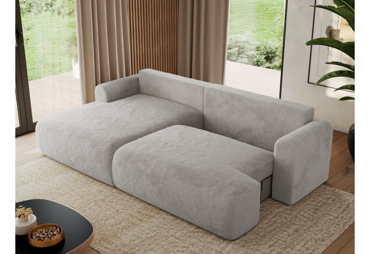 Narożnik TONO L - strona lewa - jasnoszary, plusz